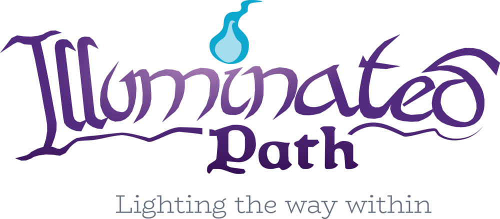 Illuminated Path Logo in purple text with a blue wisp for the dot in the I.